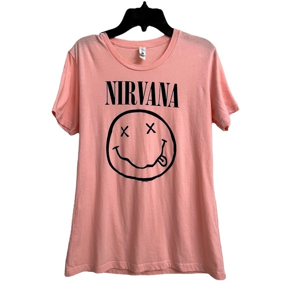 NIRVANA Tops - Nirvana Grunge Pink Graphic Short-Sleeve T-Shirt Women’s Fit Size Medium